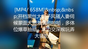 [MP4/ 658M]&nbsp;&nbsp;开档黑丝大奶子风骚人妻伺候蒙面大哥激情啪啪啪，多体位爆草抽插，床边交深喉玩弄大骚奶子